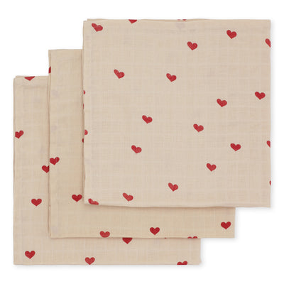 Konges Slojd Muslin Cloths 3 Pack - Amour Rouge